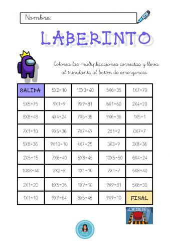 Laberinto de multiplicaciones Among us