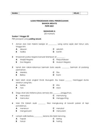 Ujian pengesanan awal tahun pdpr
