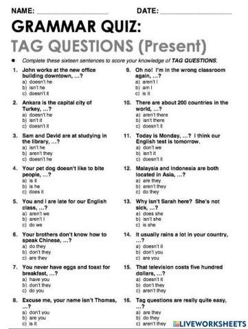 Tag questions