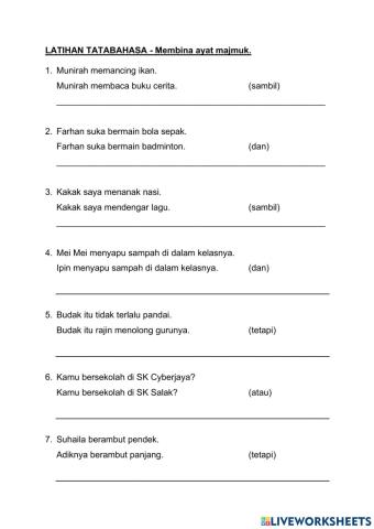 Membina ayat majmuk