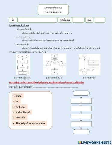 แบบทดสอบเรื่อง ผังงาน (Flowchart)