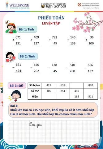 Phiếu Toán - Tiết luyện tập - Tuần 4 online