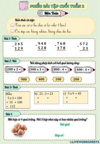 Pbt cuối tuần 2 - lớp 3