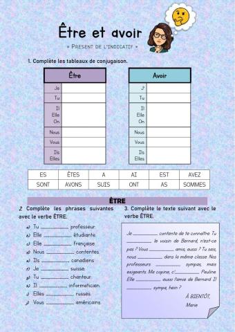 Le présent des verbes ÊTRE et AVOIR
