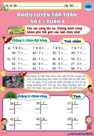 Phiếu ôn tập tuần 8