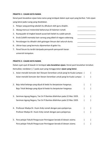 LATIHAN KESALAHAN EJAAN (KATA NAMA)