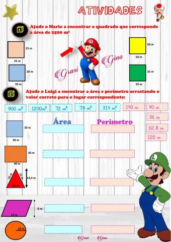 Perímetro e área de polígonos e figuras planas.