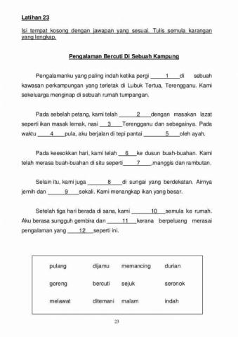 Melengkapkan karangan