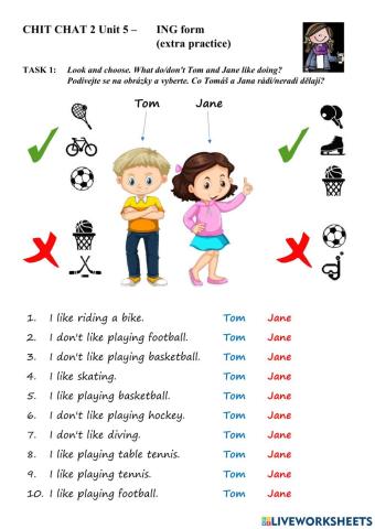 Chit Chat 2 Unit 5 - ING form (extra practice)