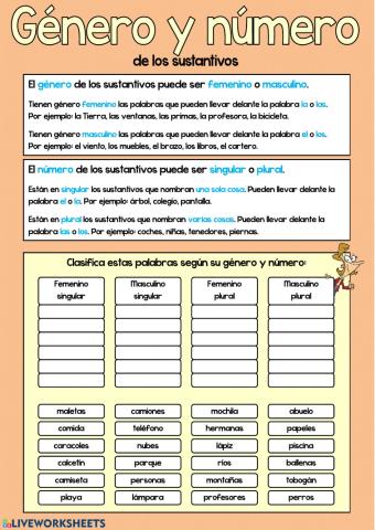 Género y número de los sustantivos