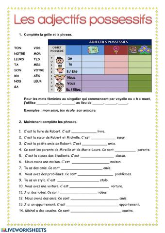 Les adjectifs possessifs