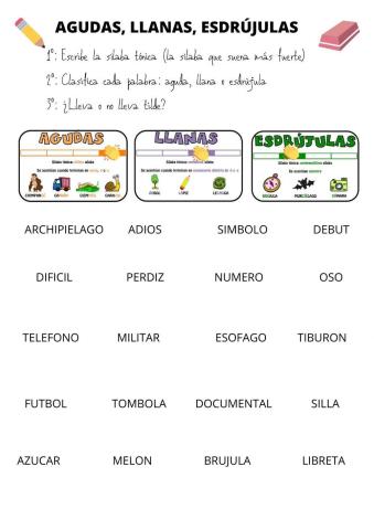 Agudas, llanas y esdrújulas