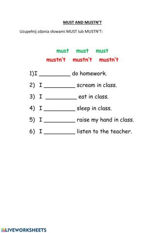 Must and mustn't