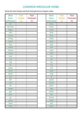 Irregular verbs