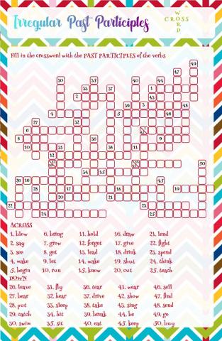 Irregular Past Participles crossword