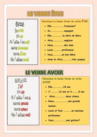 VERBE AVOIR et ÊTRE