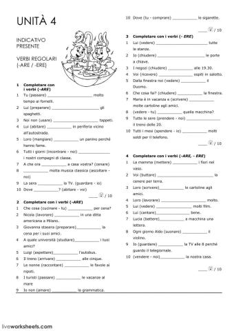 Presente indicativo - verbi regolari - -are, -ere
