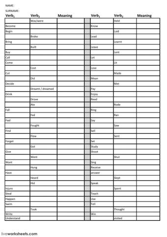 Regular-irregular verbs