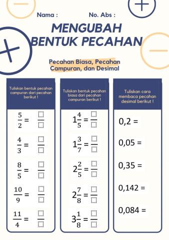 Mengubah pecahan biasa menjadi campuran