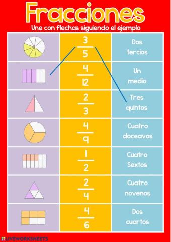 Fracciones - unir con flechas