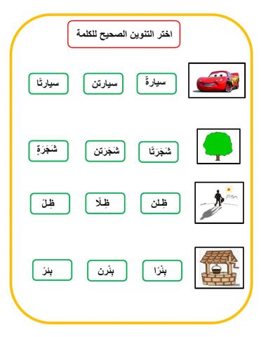 التنوين الصحيح للكلمة