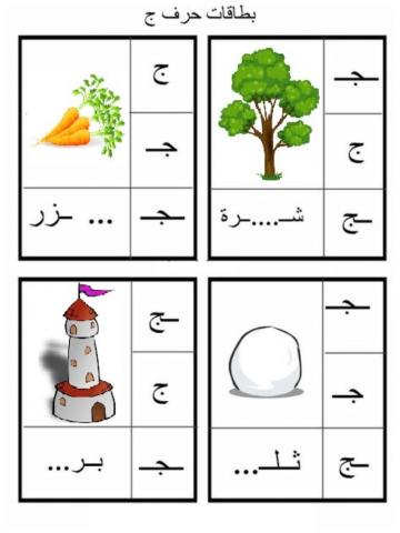 حرف الجيم مواضع الكلمة