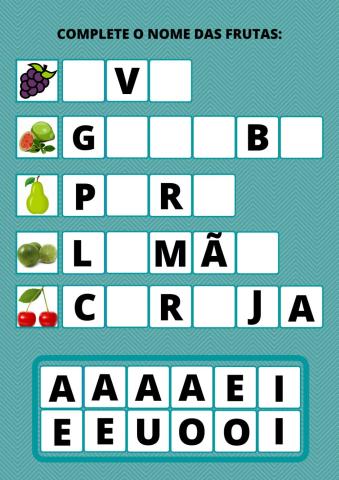 Complete o nome das frutas